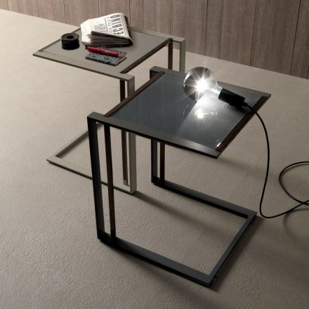 Konferenční stolek z kovu a skla s geometrickým designem - Zigozago Viadurini