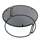 Konferenční stolek se skleněnou deskou a kulatou základnou Made in Italy - Tullia Viadurini