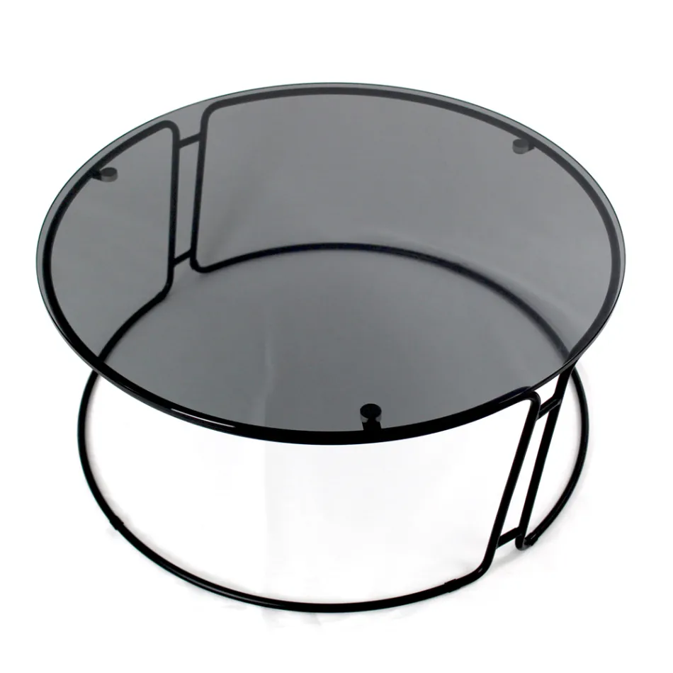 Konferenční stolek se skleněnou deskou a kulatou základnou Made in Italy - Tullia Viadurini