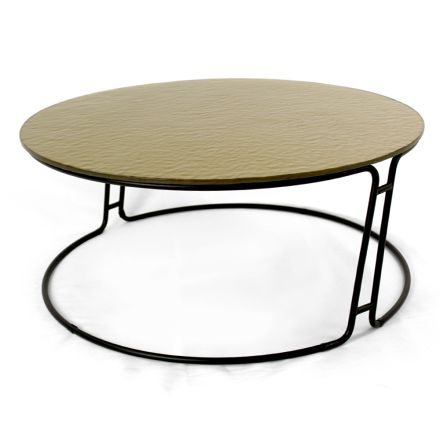 Konferenční stolek se skleněnou deskou a kulatou základnou Made in Italy - Tullia Viadurini
