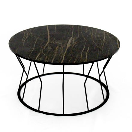 Kulatý konferenční stolek z oceli a kameniny Made in Italy - Alisea Viadurini