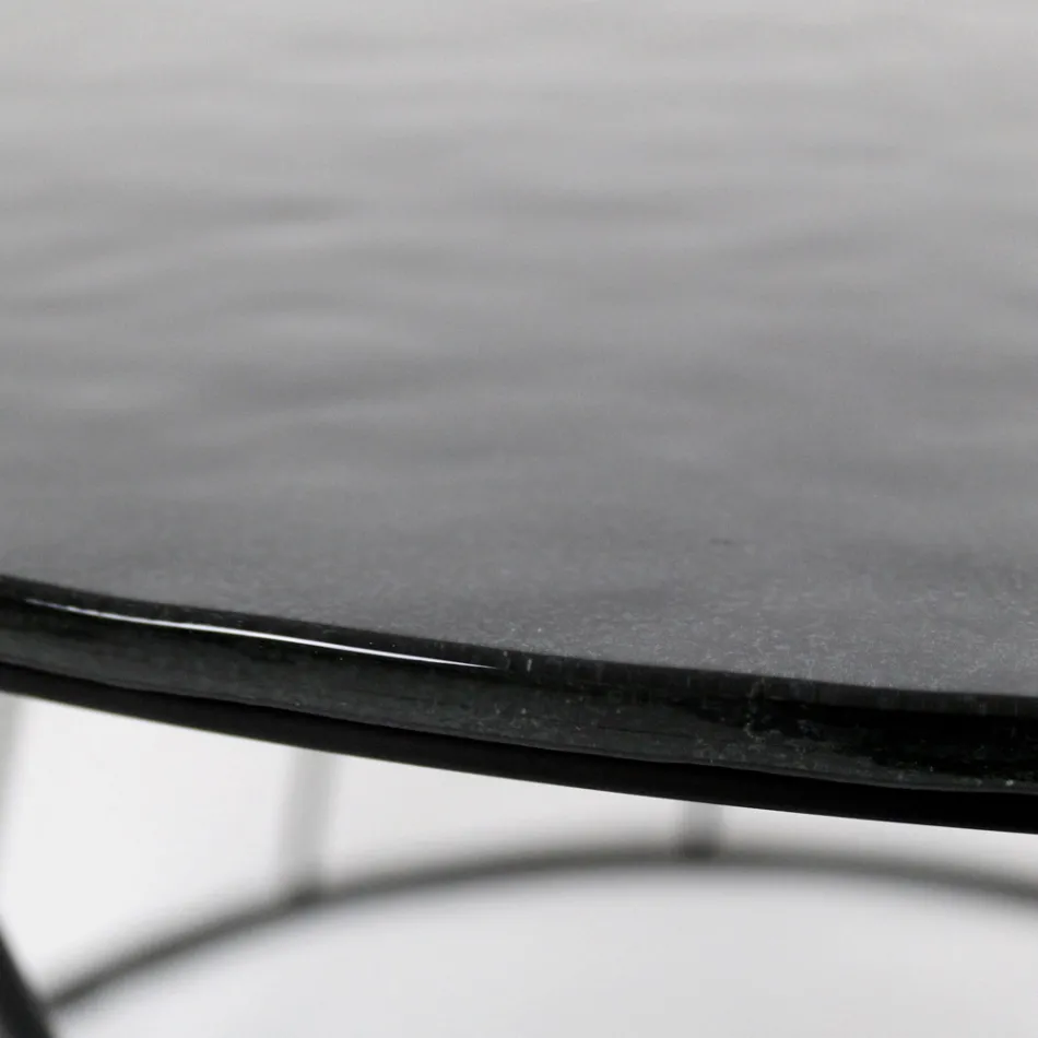 Kulatý konferenční stolek z oceli a skla Made in Italy - Alisea Viadurini