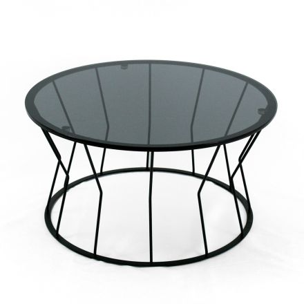 Kulatý konferenční stolek z oceli a skla Made in Italy - Alisea Viadurini