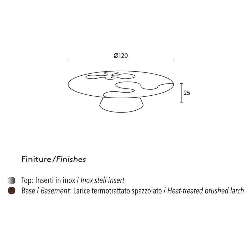 Tabulka moderní design v modřínového dřeva s ocelí vloží Giglio Viadurini