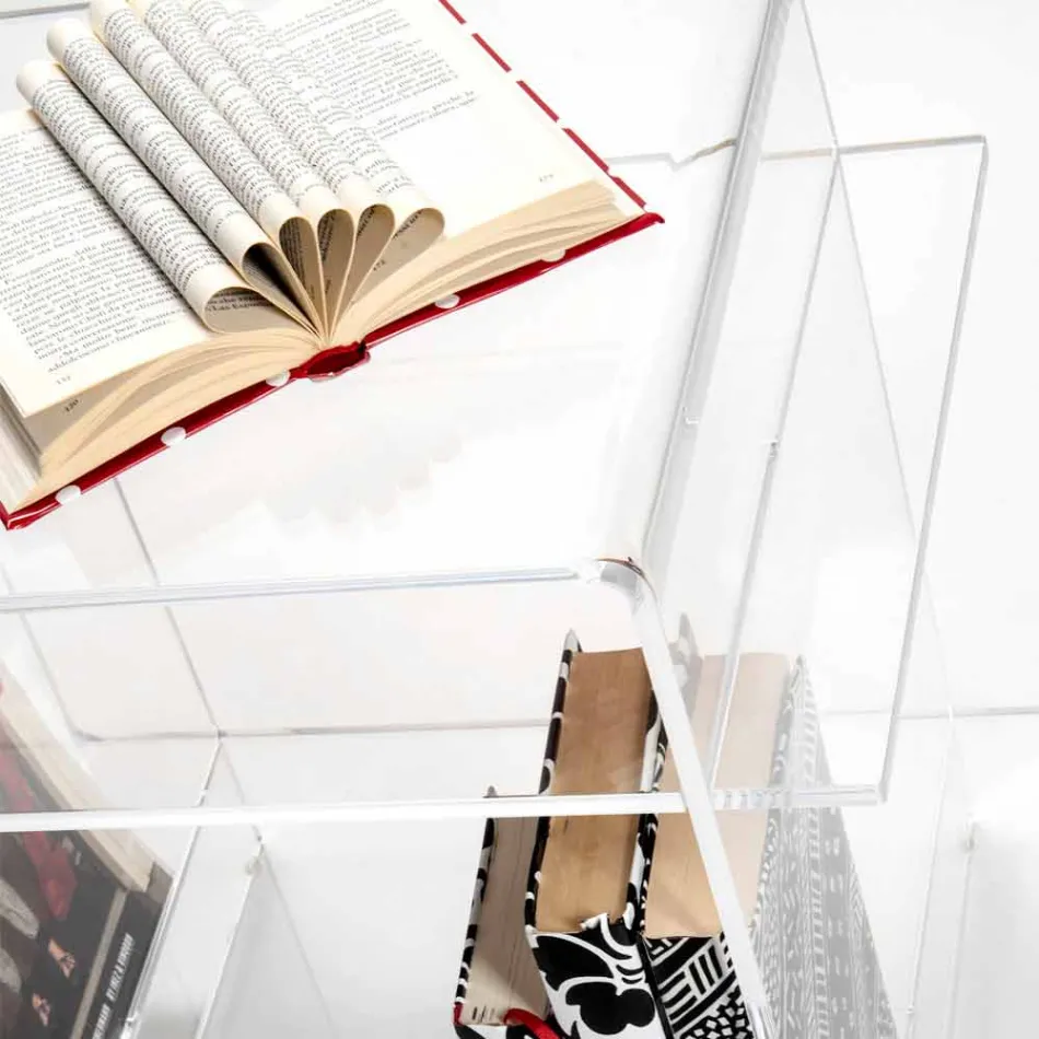 Designový plexisklový konferenční stolek se třemi policemi vyrobenými v Itálii, Gosto Viadurini