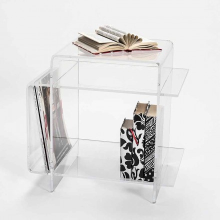 Designový plexisklový konferenční stolek se třemi policemi vyrobenými v Itálii, Gosto Viadurini