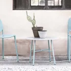 Kulatý venkovní konferenční stolek z HPL s kovovou základnou Made in Italy - Makino Viadurini