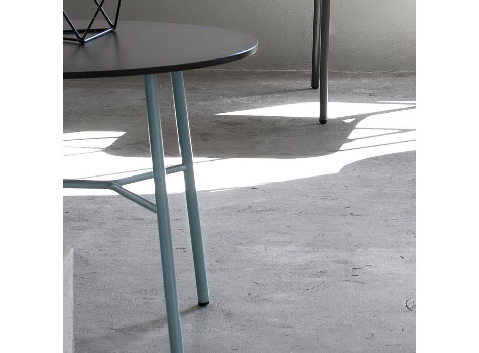 Kulatý venkovní konferenční stolek z HPL s kovovou základnou Made in Italy - Makino Viadurini