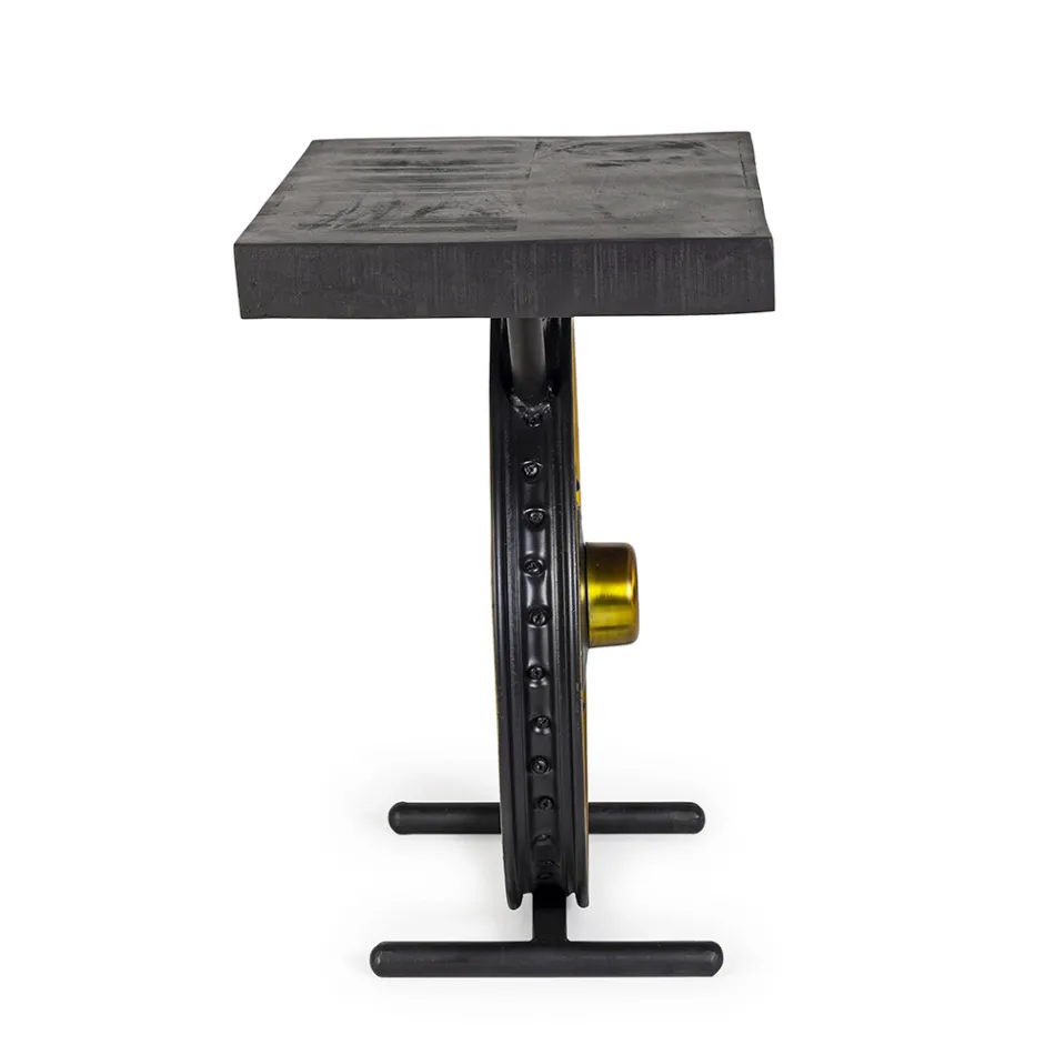 Ručně vyráběný a průmyslový konferenční stolek z oceli a mangového dřeva - Corvino Viadurini