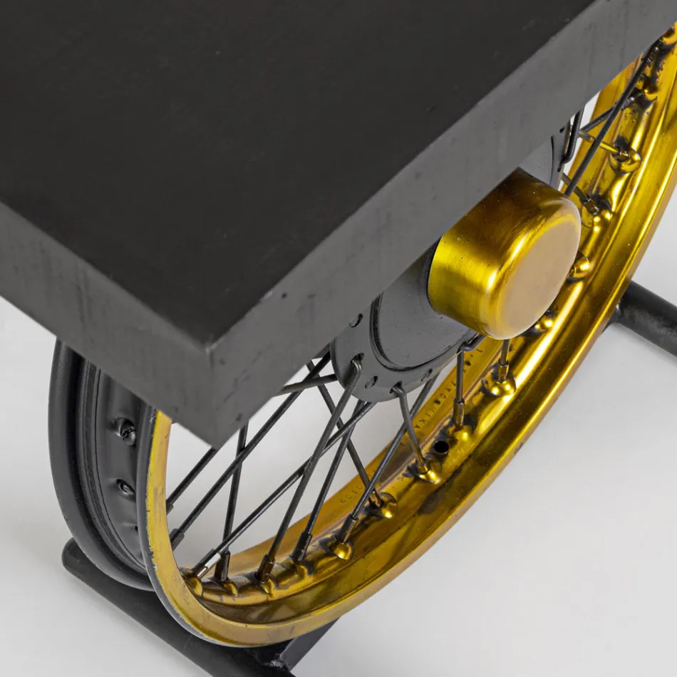 Ručně vyráběný a průmyslový konferenční stolek z oceli a mangového dřeva - Corvino Viadurini