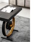 Ručně vyráběný a průmyslový konferenční stolek z oceli a mangového dřeva - Corvino Viadurini