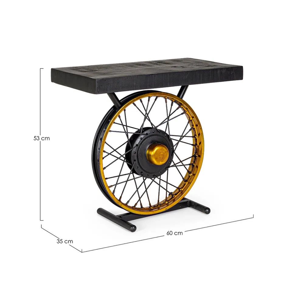 Ručně vyráběný a průmyslový konferenční stolek z oceli a mangového dřeva - Corvino Viadurini