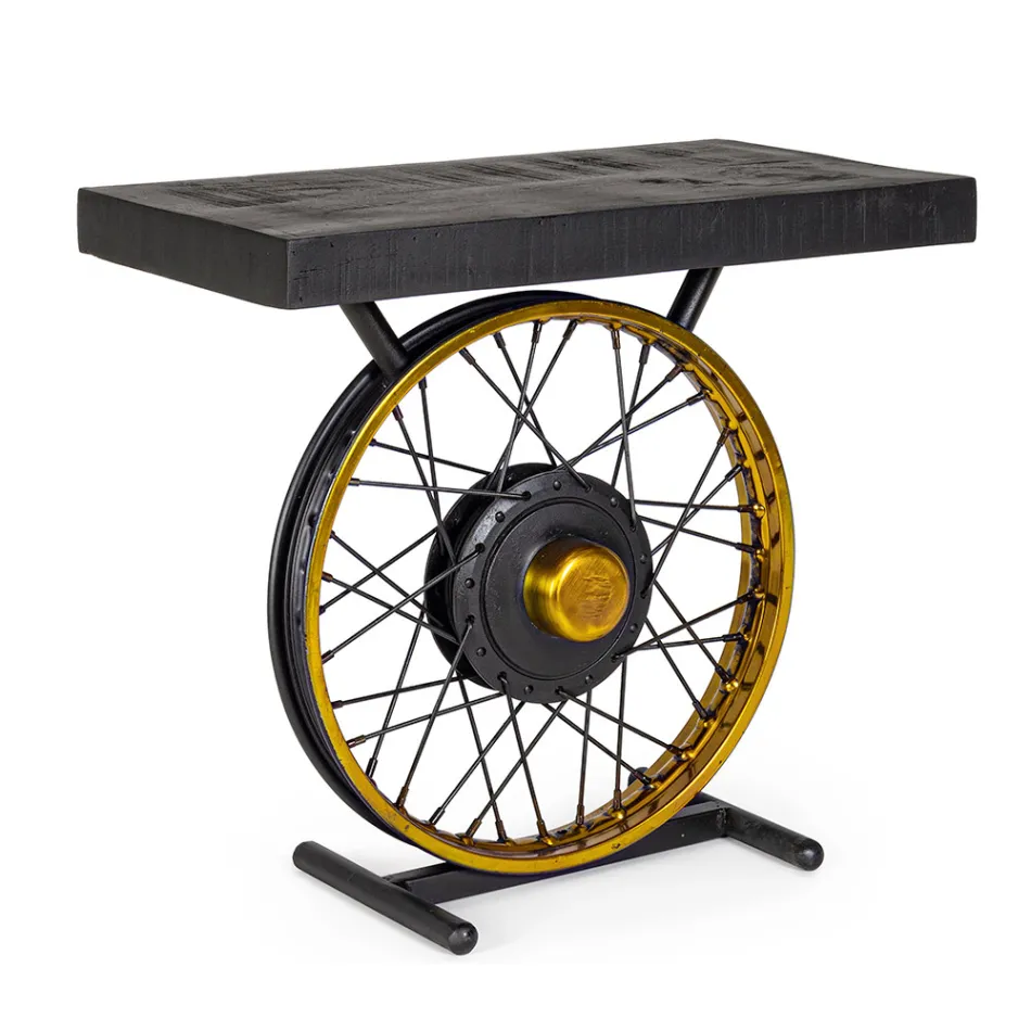 Ručně vyráběný a průmyslový konferenční stolek z oceli a mangového dřeva - Corvino Viadurini