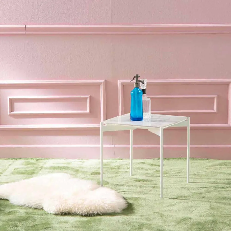 Moderní design náměstí keramický a kovový konferenční stolek - dikobraz Viadurini