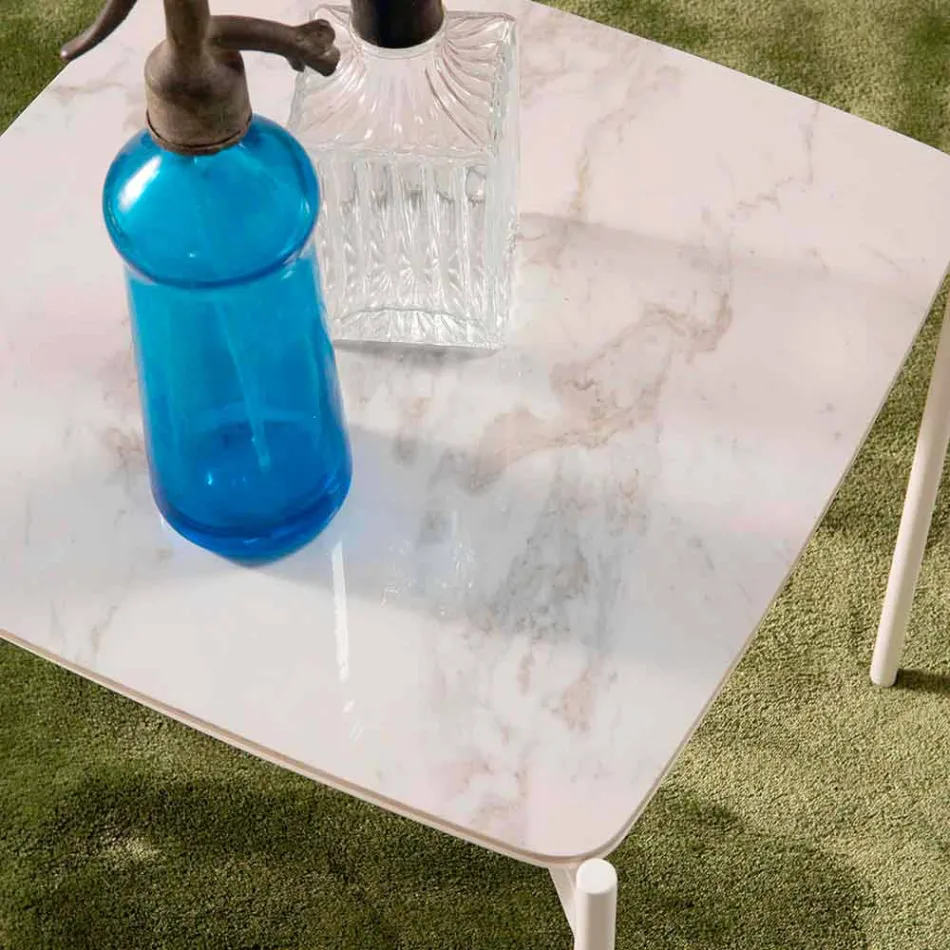 Moderní design náměstí keramický a kovový konferenční stolek - dikobraz Viadurini