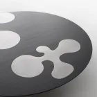 Černý lakovaný modřínový konferenční stolek s vložkami z nerezové saténové oceli - Vergine Viadurini