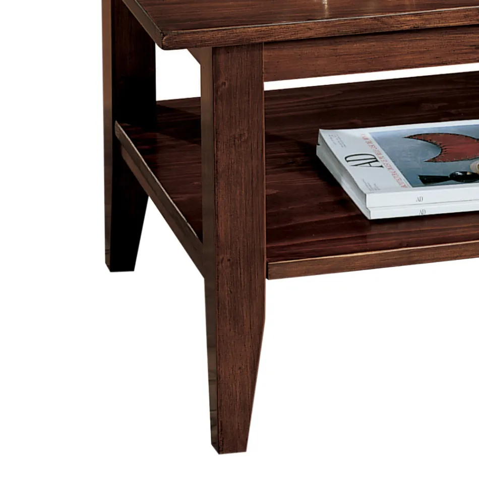 Konferenční stolek v povrchové úpravě patinovaný ořech s policí Made in Italy - Pekele Viadurini