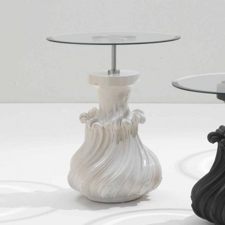 masiv stůl a bílé krystaly, průměr 60 cm, Margo Viadurini