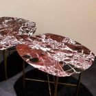 Konferenční stolek v červeném mramoru Levanto a kov vyrobený v Itálii, design - Morbello Viadurini