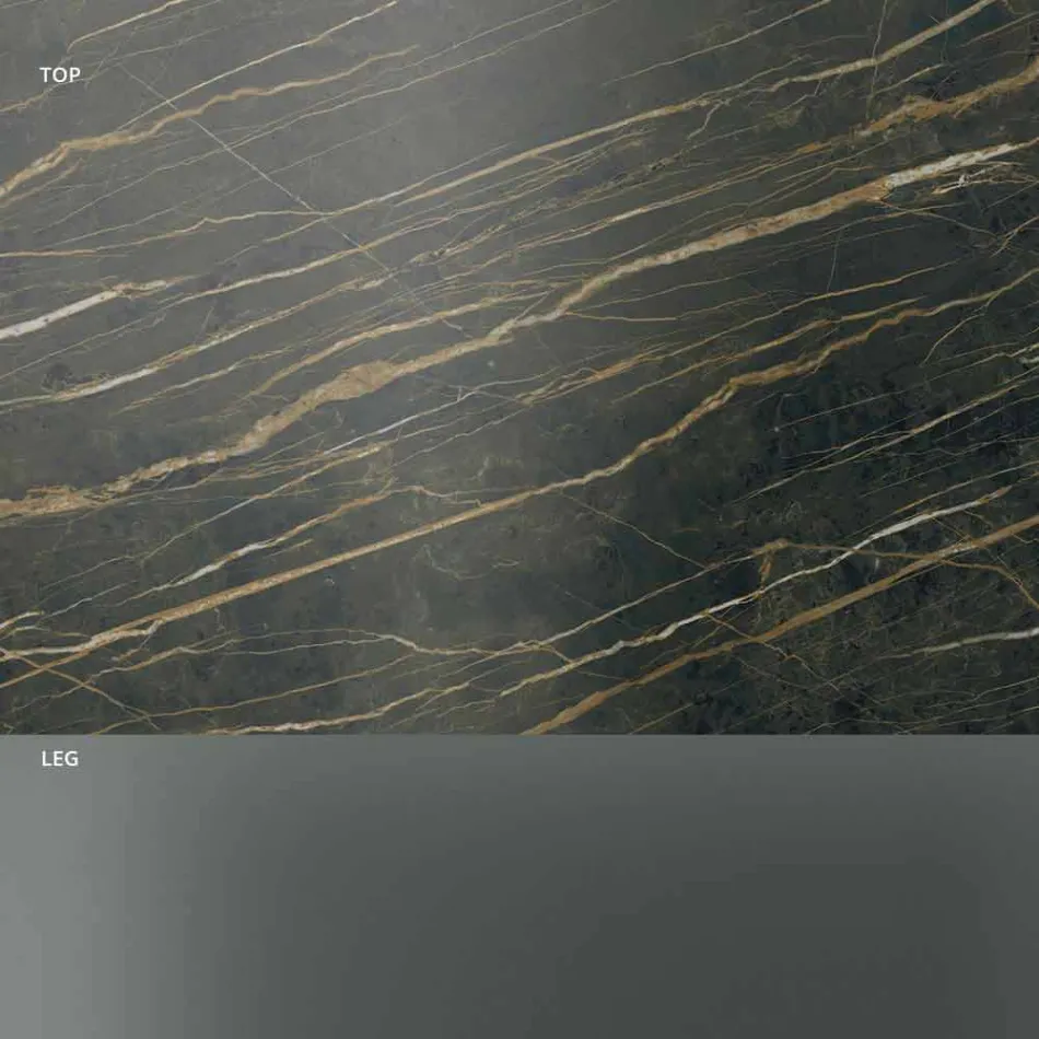 Odkládací stolek do obývacího pokoje s keramickou deskou a kouřovým sklem - náhodný Viadurini