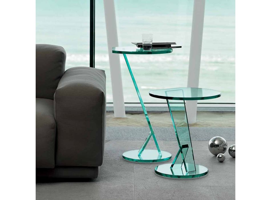 Pohovka na odkládací stolek z extra čirého skla vyrobená v Itálii - Tarzan Viadurini