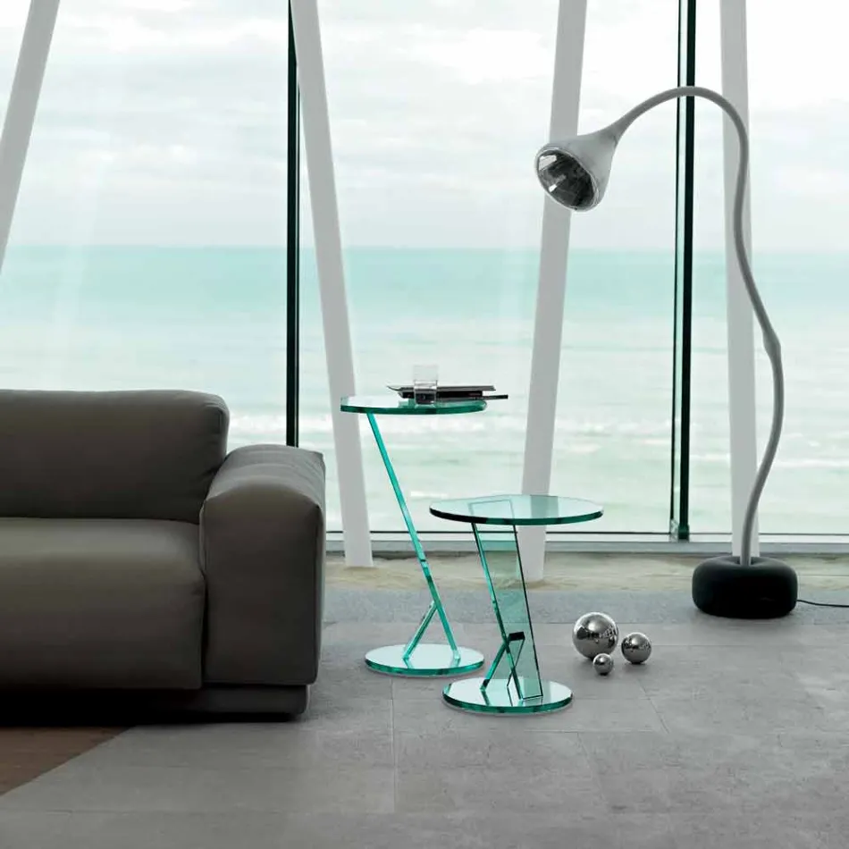 Pohovka na odkládací stolek z extra čirého skla vyrobená v Itálii - Tarzan Viadurini