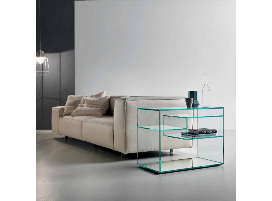 Konferenční stolek nebo noční stolek v extra čirém skleněném zrcátku - Linzy Viadurini