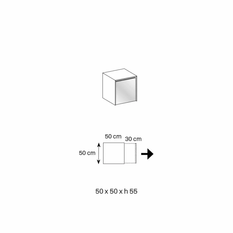 Odkládací stolek nebo noční stolek v kouřovém skle s dřevěnou zásuvkou - Mantra Viadurini