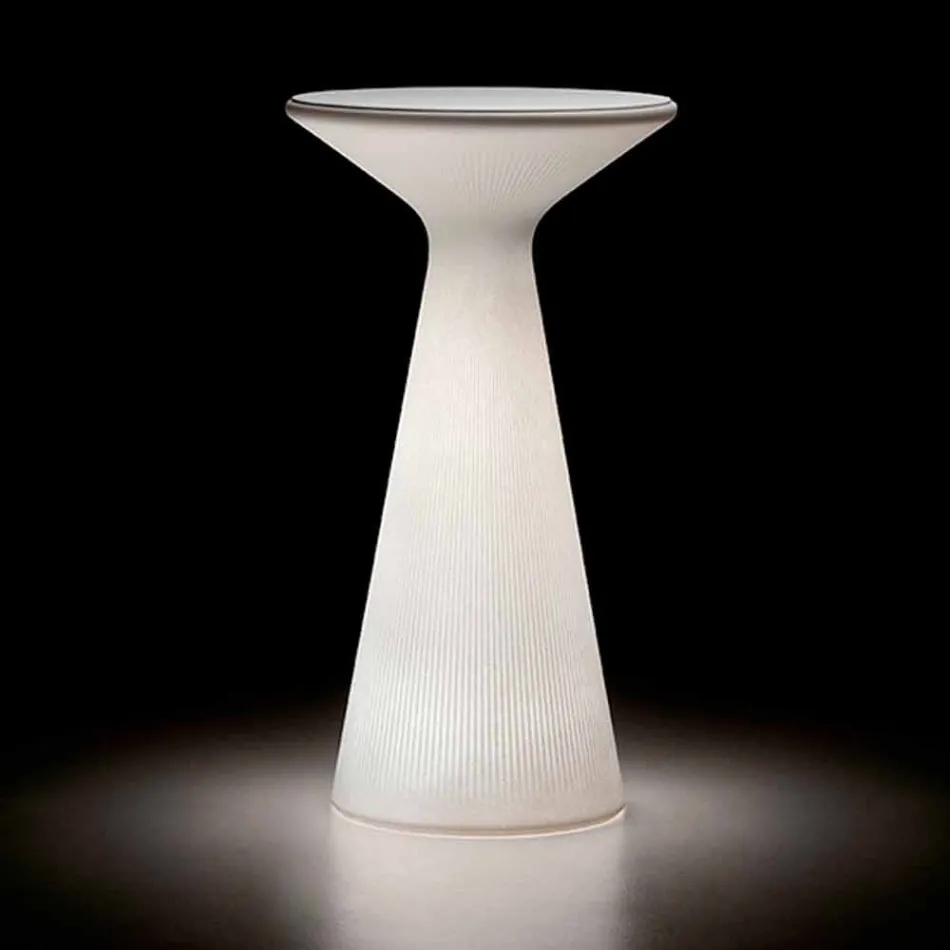 Světlý venkovní konferenční stolek s kulatou deskou z HPL vyrobený v Itálii - Desmond Viadurini