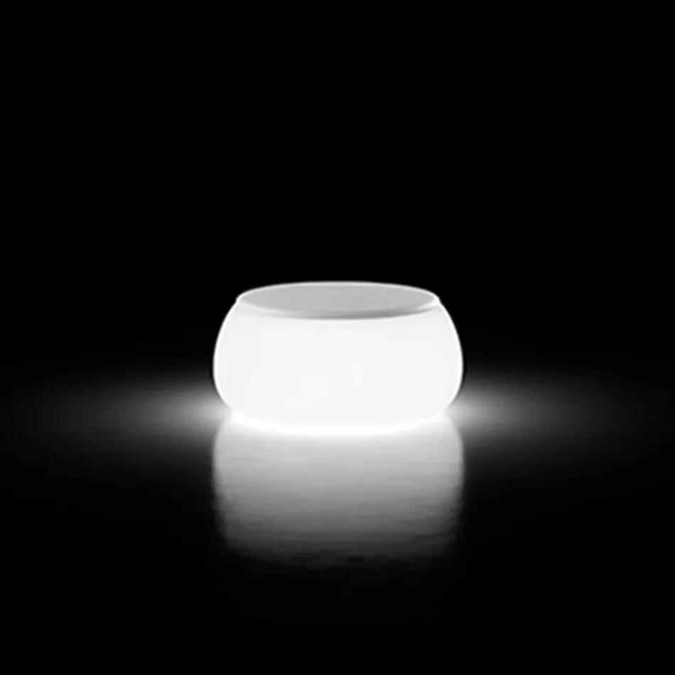 Světlý kulatý zahradní konferenční stolek z polyetylenu Made in Italy - Tibaldo Viadurini