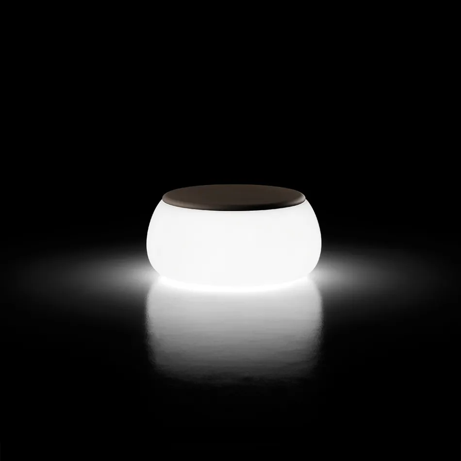 Světlý kulatý zahradní konferenční stolek z polyetylenu Made in Italy - Tibaldo Viadurini