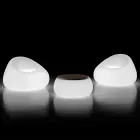 Světlý kulatý zahradní konferenční stolek z polyetylenu Made in Italy - Tibaldo Viadurini