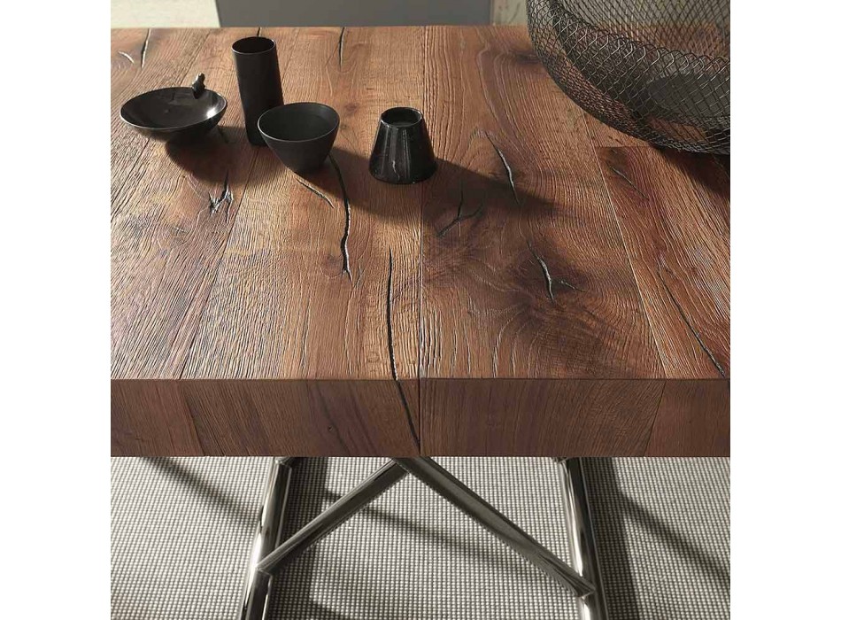 Moderní konferenční stolek ze dřeva a transformovatelného kovu vyrobený v Itálii - Spirit Viadurini