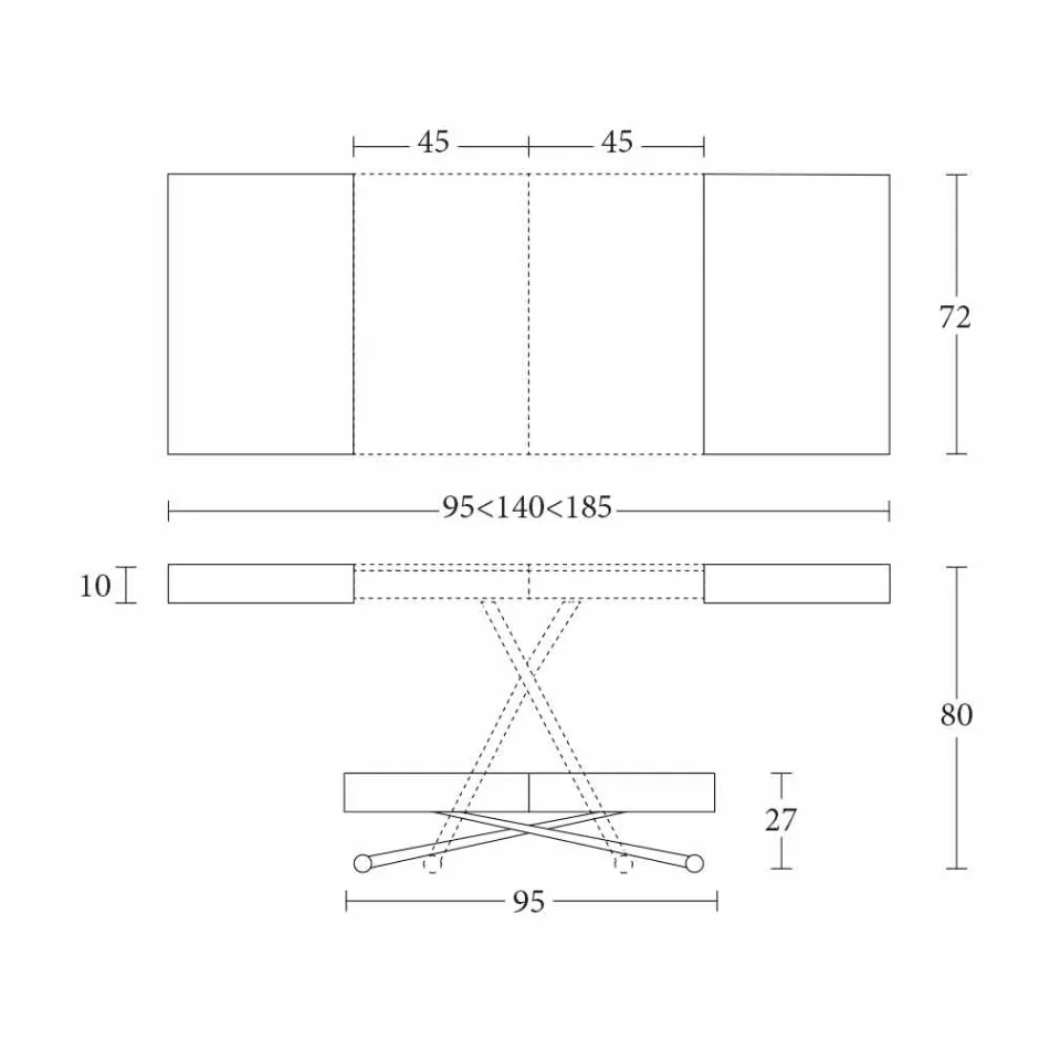Moderní konferenční stolek ze dřeva a transformovatelného kovu vyrobený v Itálii - Spirit Viadurini