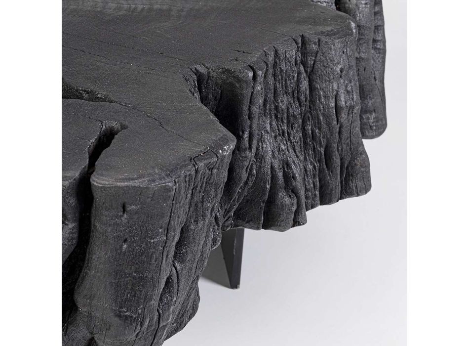 Homemotion černý konferenční stolek z oceli a přírodního akáciového dřeva - Camala Viadurini