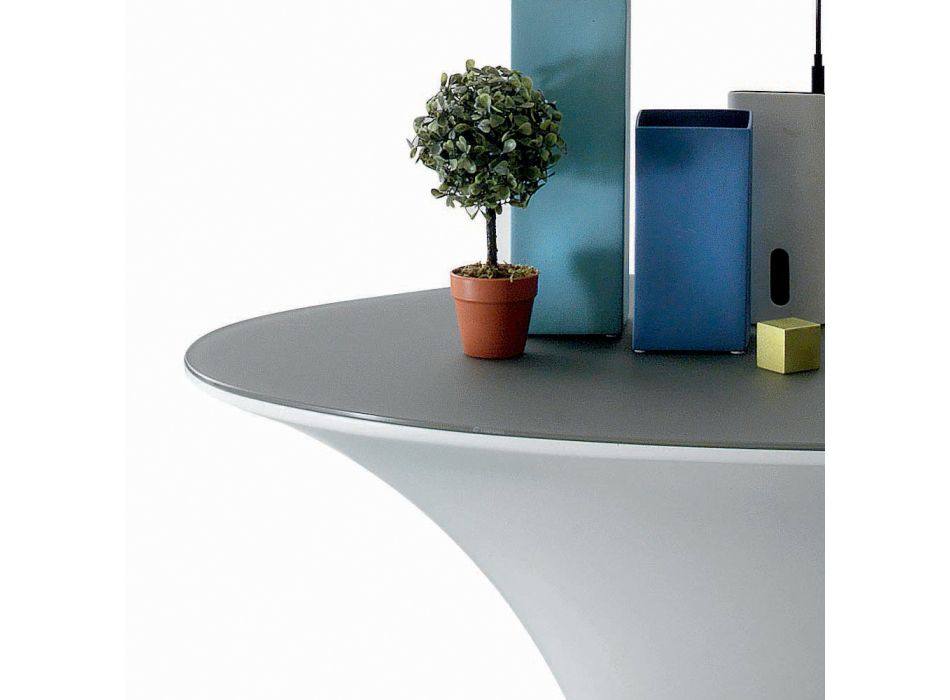 Design lodi Oválný konferenční stolek Kov a leptané sklo - Nalodění Viadurini