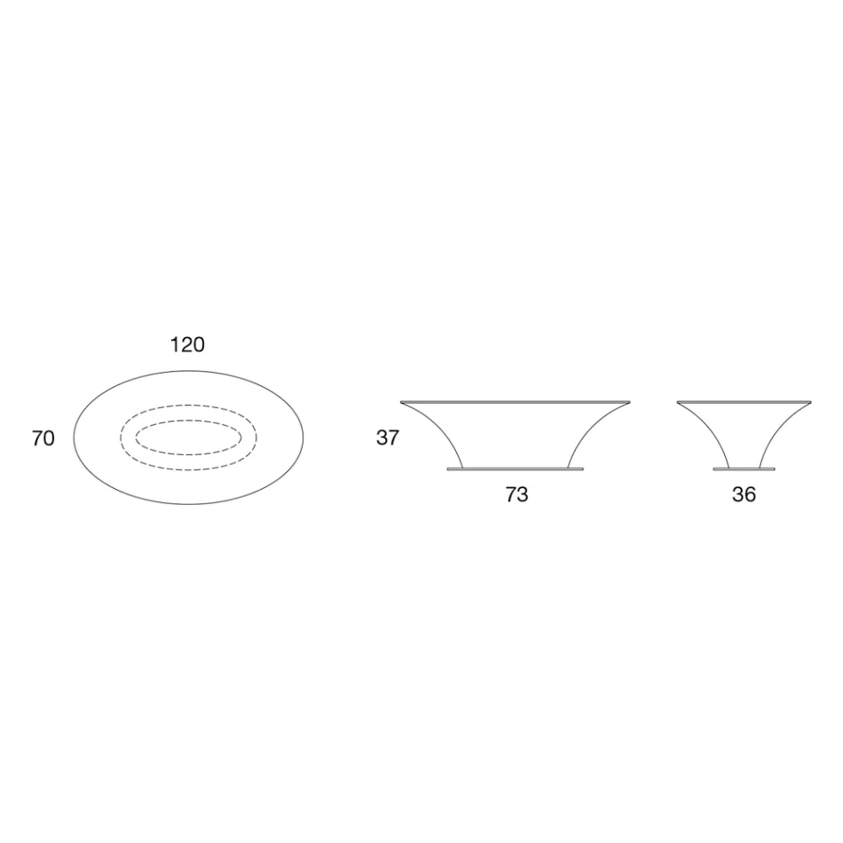 Design lodi Oválný konferenční stolek Kov a leptané sklo - Nalodění Viadurini