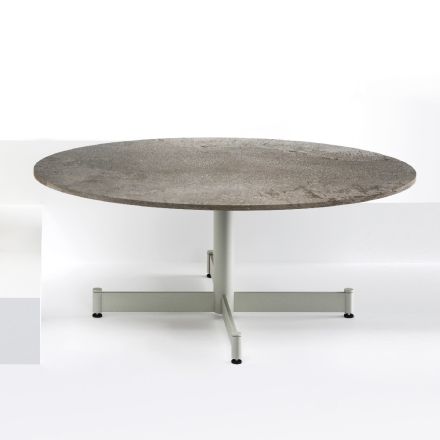 Oválný venkovní konferenční stolek s ocelovou základnou Made in Italy - Armony Viadurini