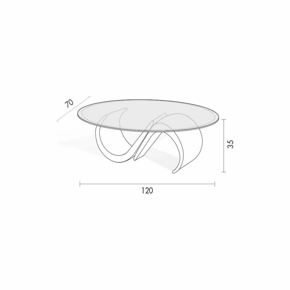 Oválný konferenční stolek ze zkoseného skla a syntetického mramoru vyrobený v Itálii - Barbera Viadurini