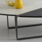 Oválný kovový konferenční stolek do obývacího pokoje a dvoubarevná keramická deska - Comacchio Viadurini