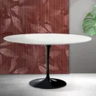 Konferenční stolek Saarinen Tulip oválný, výška 41 cm, matně bílá keramika Florim - šarlatová Viadurini