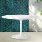 Konferenční stolek Saarinen Tulip oválný, výška 41 cm, lesklý bílý, keramika Florim - šarlatový Viadurini