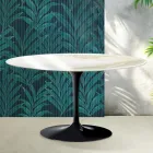 Konferenční stolek Saarinen Tulip Oválný, výška 41 cm, lesklý keramický odstín Calacatta Gold, Florim - šarlatový Viadurini