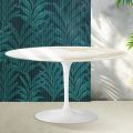 Konferenční stolek Saarinen Tulip Oválný, výška 41 cm, lesklý keramický odstín Calacatta Gold, Florim - šarlatový