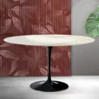 Konferenční stolek Saarinen Tulip oválný, výška 41 cm, keramika Florim Calacatta Gold Matt - Scarlet Viadurini