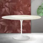 Konferenční stolek Saarinen Tulip oválný, výška 41 cm, keramika Florim Calacatta Gold Matt - Scarlet Viadurini