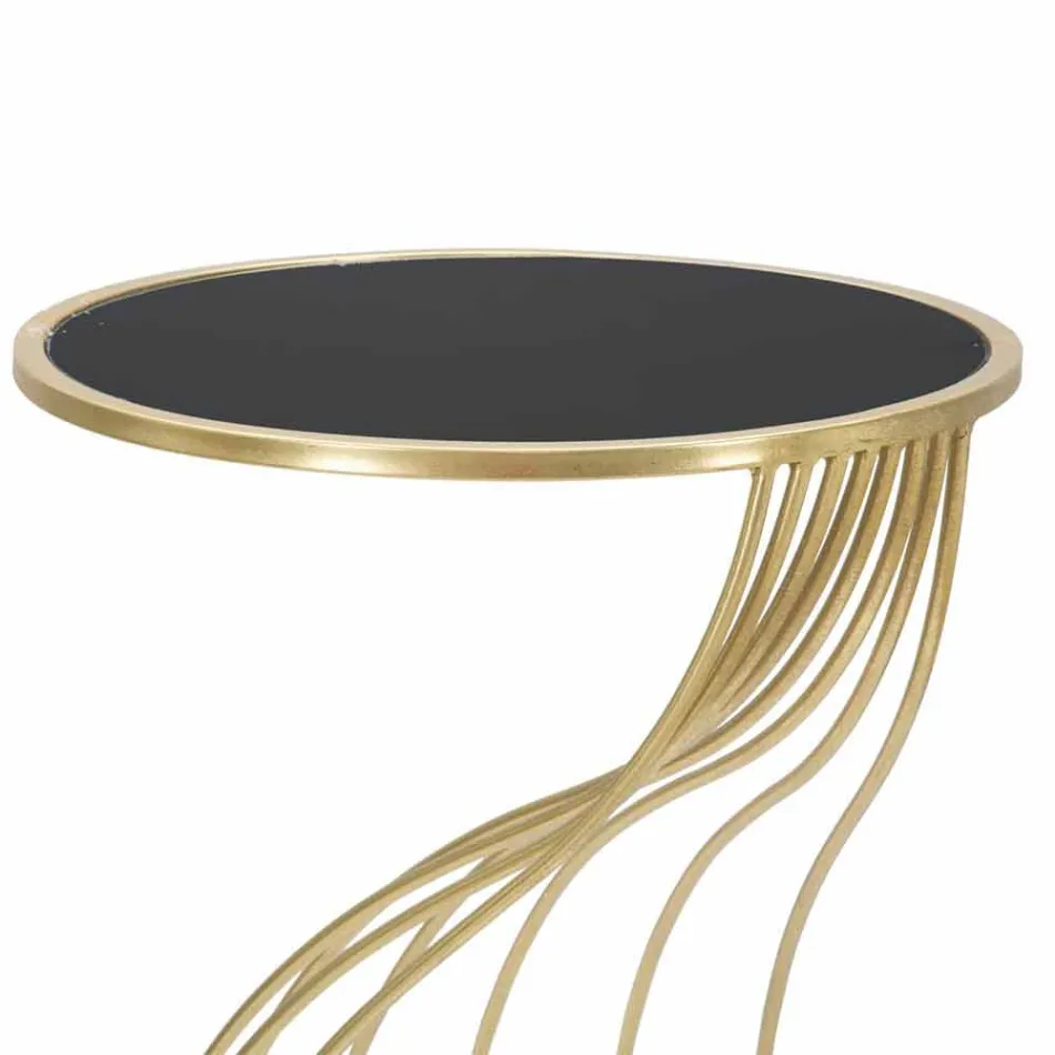 Kulatý telefonní stůl ze železa, MDF a skla designu - Izaiáš Viadurini