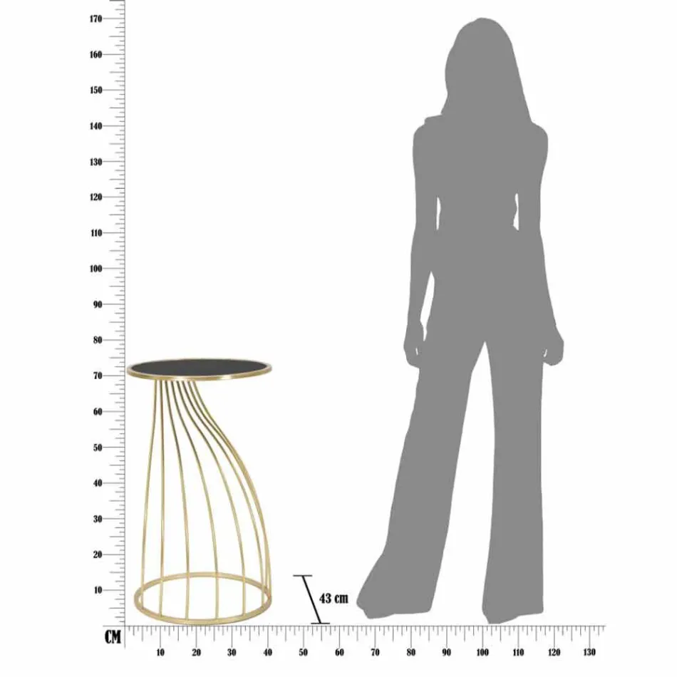 Kulatý telefonní stůl ze železa, MDF a skla designu - Izaiáš Viadurini