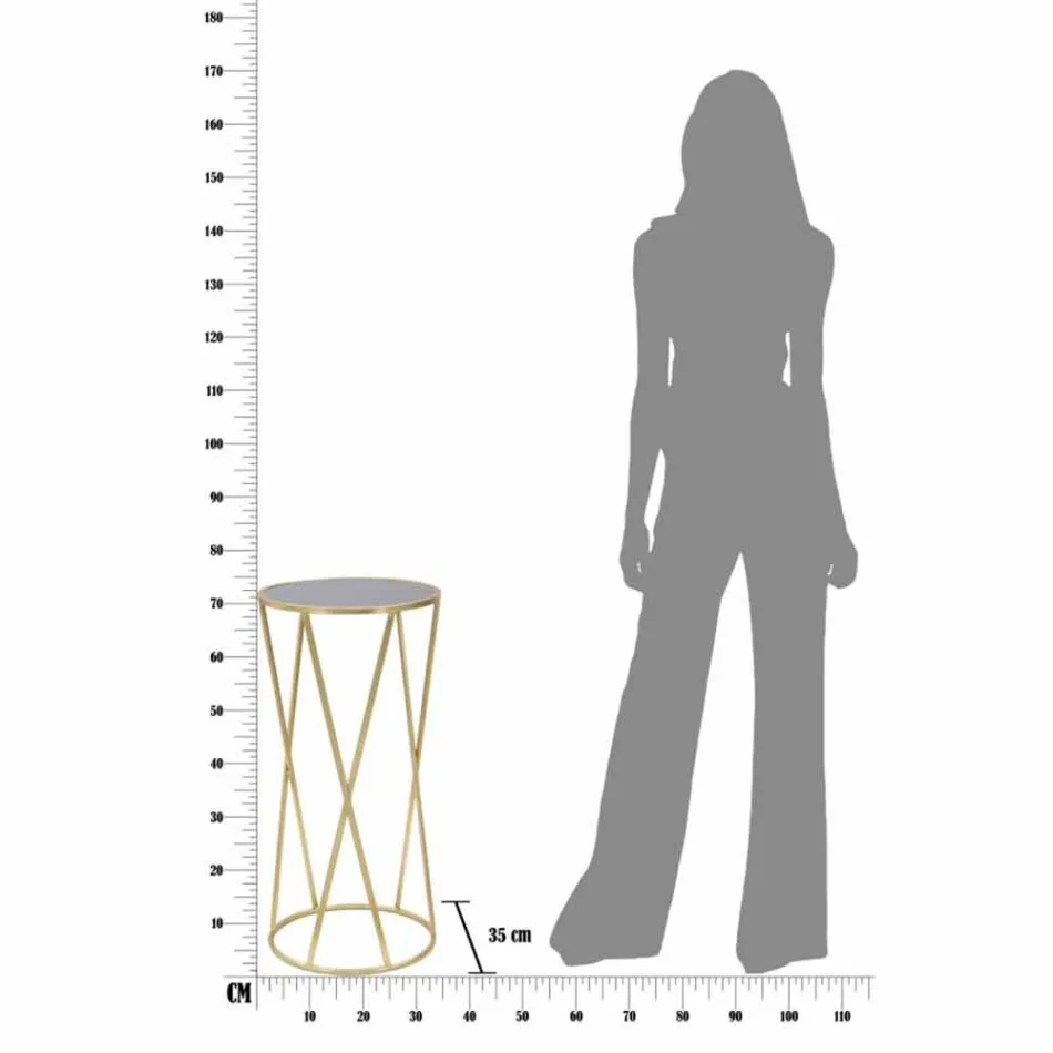 Kulatý designový telefonní stojan ze železa a skla - víra Viadurini