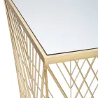 Telefonní stolek ze zlatého železa a zrcadlové skleněné desky - Olivia Viadurini